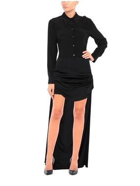 Women's Black High-Low Ruched Maxi Skirt by